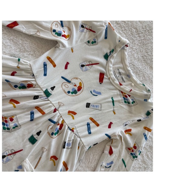 Angel Dear Other - Angel Dear Kids Art Supplies Print Long Sleeve Dress Size 3T Bamboo Material